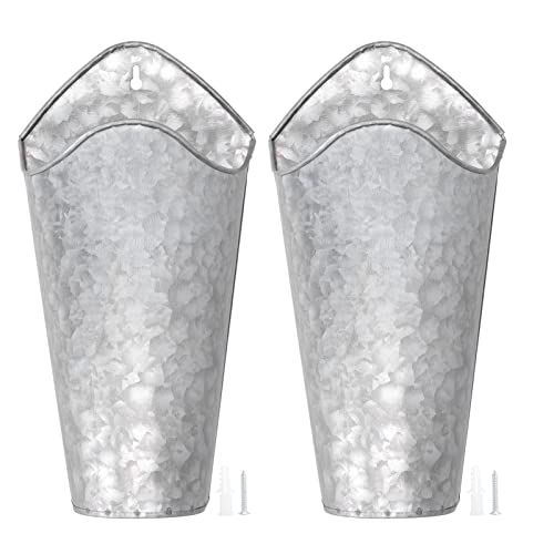 MISNODE 2 PCS Fer Art Jardinière Murale Suspendue Pot De Fleurs Moderne Mur Jardinières Mur Vase Seaux en Métal Suspendus Pot De Fleurs pour La Maison Intérieur Extérieur Décoration 9x15x30cm