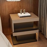 Moderner Nachttisch Mit Schublade – Schwarz, Geriffeltes Design, Massivholzbeine, 30x40x61 Cm