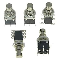 These switches are popular in FX pedal projects/modifications, and can also be used in any electronic projects. Side Mounted DPDT Contacts; Latching action; Suitable for panel mounting; Solder lug terminals Strong durable metal contacts; Includes 2 m...