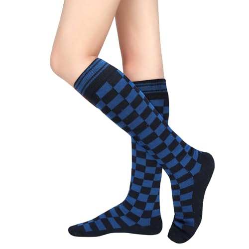 Image of Benefeet Womens Knee High Striped Checkered High Knee Socks Cotton Long Sports Tube Socks