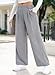 EVALESS Women's Wide Leg Pants Summer Linen Texture Business Casual Work Trousers High Waisted Flowy Palazzo Pants 2026 Fashion Ladies Baggy Comfy Office Slacks with Pockets Grey Medium