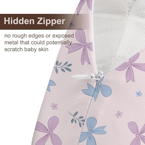 Bows Flowers Floral Leaves Pattern Nursing Pillow Cover, Unisex Removable Breastfeeding Pillowcase Slipcover for Baby Girls Boys Newborns Toddlers, Cover Only — 사진 6
