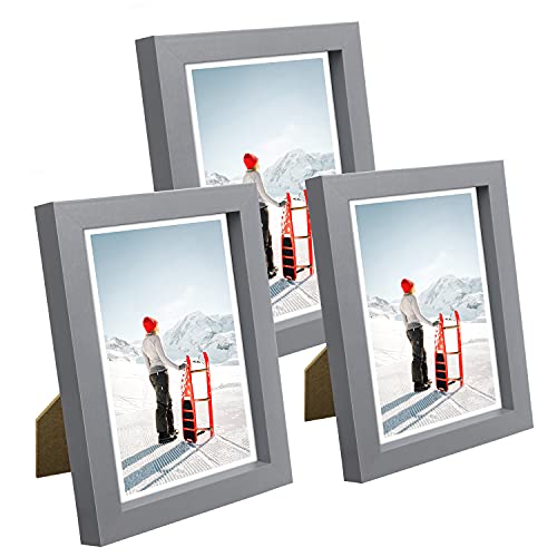 Q.Hou 6x4 Inch Blue Picture Photo Frame, 3 Packs, Real Glass Front for Tabletop or Mount(005UK-QH-PF4X6-BG)