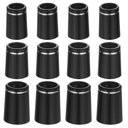 Golf Club Ferrules, 12 Pieces Black Golf Ferrules Compatible with Irons Golfs Tapered Ferrule for Tapered 0.335Shaft 0.365 Shaft and 0.370 Shaft with Single Silver Ring Irons Shaft-Sleeve Adapter