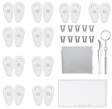 Brillen Nasenpads,Brillen Reparatur Set,10 Paar Luftkammer Nasenpads Silikon, Rutschfeste Brille Nasenpads Weiche Silikon, Schraubbrillen Nasenpads mit Schrauben Pinzette und Reinigungstuch(15 mm)