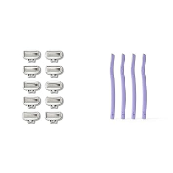 Flamingo Womens Razor 5-Blade Refills 10ct and Disposable Dermaplane Razors 4ct Facial Razor for Women