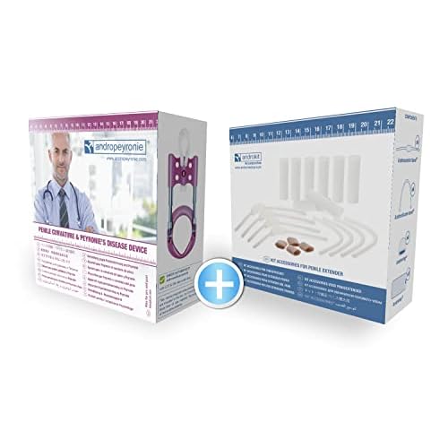 Andropeyronie Extensor Médico con de Regalo 1 Pack Androcomfort. Alargador para Corrección de la Enfermedad de Peyronie y todo tipo de Curvaturas