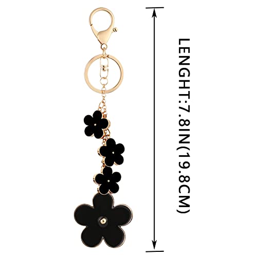 Gxoipns Cute Flower Keychains Black Glitter Key Chain, Charms Pretty Key Chains Keychain Accessories For Women Purse Handbags #TOP2