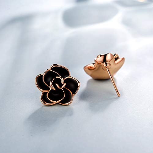 Flower Stud Earrings Hypoallergenic For Women - 18K Gold Plated Rose Earrings For Sensitive Ears, Nickel Free #TOP1