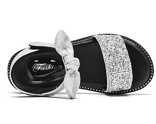 Dadawen Girl's Summer Outdoor Rhinestone Glitter Open Toe Sports Strap Sandals (Toddler/Little Kid/Big Kid) Silver Us Size 9 M Toddler #TOP3