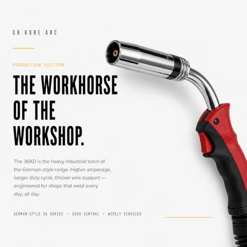 Image of 36KD MIG Welding Torch - 3M Extra Heavy Duty Cable, Industrial MIG Gun with Euro Connector, Heat Resistant, Copper Tip, Long Life Welding Torch