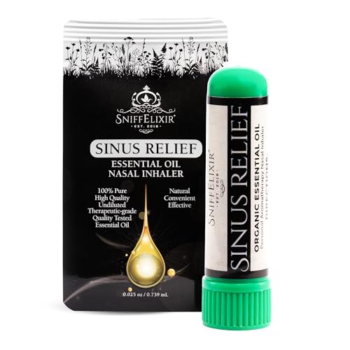 SniffElixir Nasal Inhaler for Sinus Relief, Made with Organic Essential Oils - Aromatherapy Stick with Peppermint & Tea Tree for Stuffy Nose & Congestion
