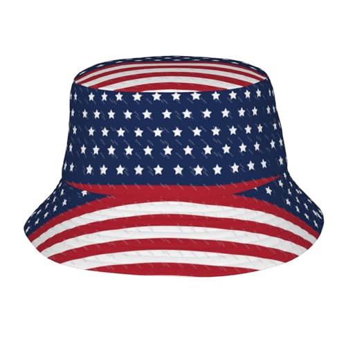 The Stars on The American Flag are red, White and Blue Unisex Foldable Sun Hat，Polyester Twill, UV Protection,Multi-Print for Outdoor Activities All Seasons