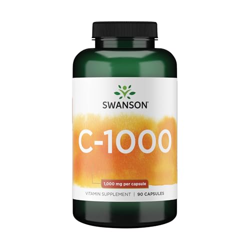 Swanson Vitamin C w/Rose HIPS - Herbal Supplement Promoting Skin Health, Heart Health & Immune System Support - Natural Formula Promoting Protection & Wellness - (90 Capsules, 1000mg Each)