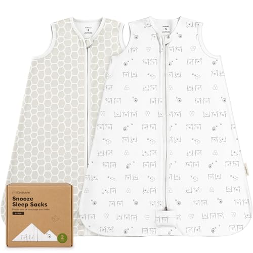 Image of 2-Pack Baby Sleep Sacks, Zipper Wearable Blanket - 0.5TOG Organic Cotton, Lightweight,Soft Cozy Infant Sleeping Sack 3-6 months,Easy to Wear Small Newborn Transition Swaddles Sleepsacks(BumbleBear, S)
