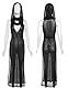 Oludkeph Damen High Split Hooded Rave Outfits Goth Devil Cosplay Kostüm Sheer Transparent Dessous Kleid (Schwarz, Medium)