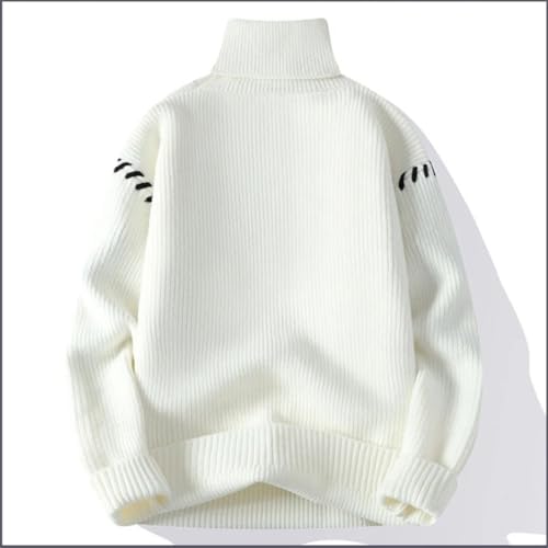 Men Turtleneck Sweater Fall Winter Loose Casual Pullovers Warm Patchwork Knitwear Sweater3