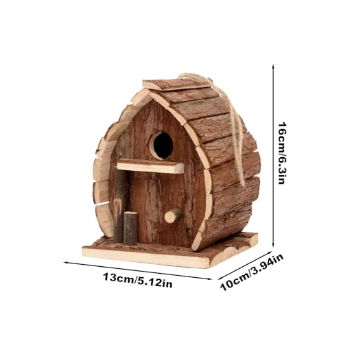 Nid d'oiseau en bois rustique avec abri et mangeoire pour jardin - 6