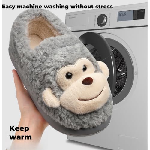 Monkey Slippers For Women And Men，Cute Warm And Non-Slip Slippers For Winter, Plush Slippers For Indoor And Outdoor.4