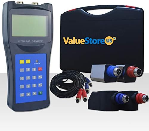 ValueStore.us Portable Digital Ultrasonic Flow Meter with Small & Medium Transducers for Pipes from 0.76 to 27 inch (20 to 700 mm) & from -40°F to 320°F (-40°C to 160°C). (USF-100)