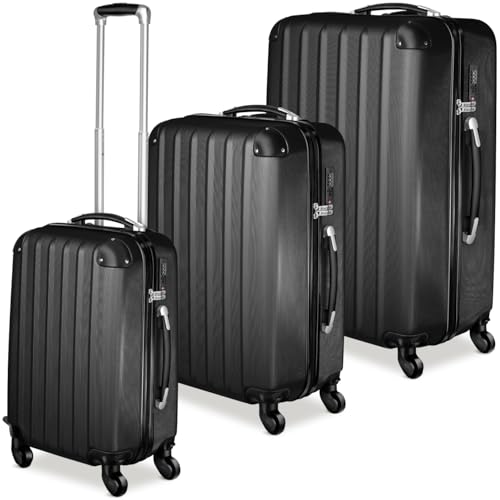 tectake® Set de Valises de Voyage 3 Tailles Valise Grande Taille, Cabine et Petite Valise Sacs de Voyage Valises Maternité ABS avec roulettes Pivotantes 360° Cadenas Poignée télescopique