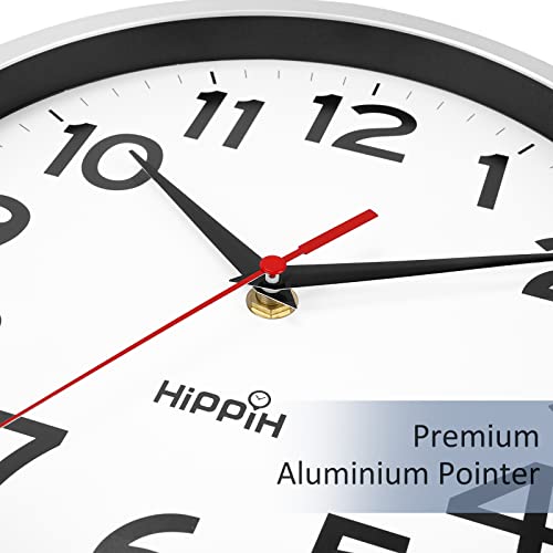 Hippih Wall Clock 2 Pack, 10 Inch Modern Wall Clocks Battery Operated, Non Ticking Silent Wall Clock, Simple Small Analog Wall Clock For Living Room, Bedroom, School, Office Decor, Silver #TOP3