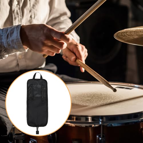 Apojgitn Drum Stick Bag for Teen, Portable Black Small Drumstick Case Holder Universal Drumstick Storage Handbag for All Drum Stick Mallets and Percussion Sticks (Black) - Thumbnail 4