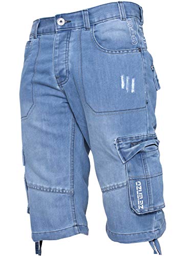 Buy Enzo Jeans Men's Classic Relaxed Fit Cargo Short, Light Blue