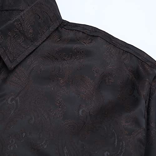 Allthemen Herren Paisley Hemd Langarm Jacquard Hemd für Männer Regular Fit Stickerei Freizeithemd – Bild 5