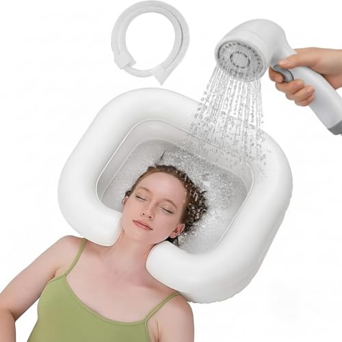 Inflatable Hair Wash Basin - Portable Shampoo Tray for Bed Use - Ideal for Elderly, Injured & Handicapped - Easy Hair Washing & Cleaning Aid for Disabled