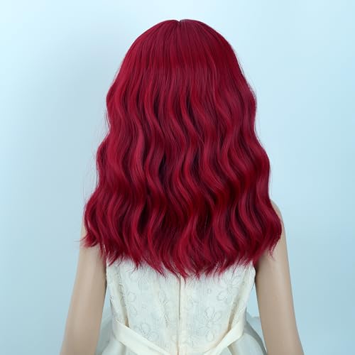 Image of Kids Light Red Wig Girls Short Red Wavy Curly Wigs Child Wig with Air Bangs Synthetic Cosplay Hair Wigs