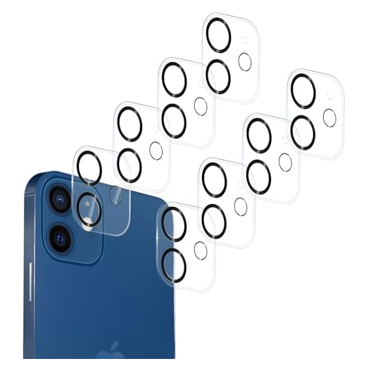 8 Pack Tempered Glass Camera Lens Protector for iPhone 12 & 12 Mini, [9H Hardness] [Military Grade Shatterproof] Case Friendly Ultra Resistant, 8 pcs