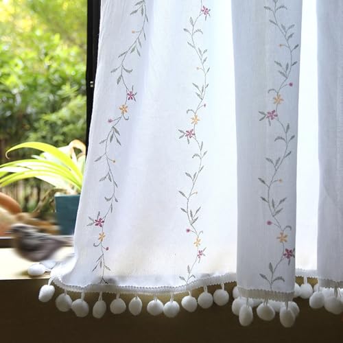 Rideau brise-bise en fleur de rotin 140x130cm pour deco de fenetre - 4