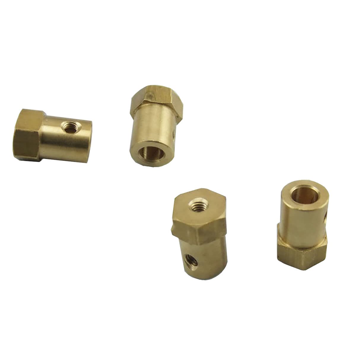 Hexagonal Rigid Coupling D12mm x L18mm, Brass Coupling Inner Bore 3.17mm, DC Motor Connector Model Accessories, Lengthened Shaft Coupling 4 PCS