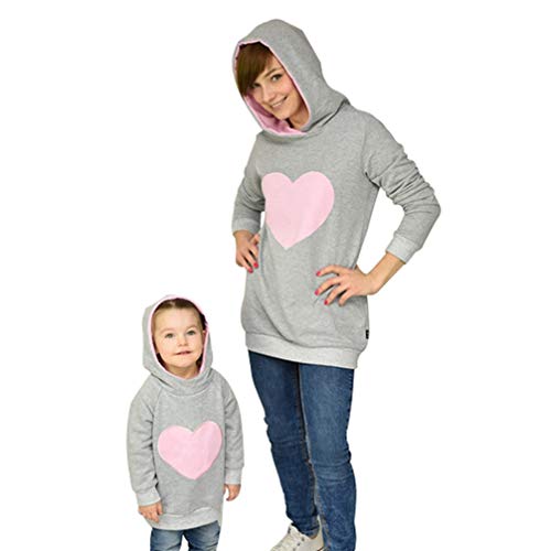 JEELINBORE Mama Baby Partnerlook Kapuzenpuli Familien Kapuzenpullover Sweatshirt Pullover Mutter und Tochter Kleidung Hoodies - Pink (Mama), CN S Cover