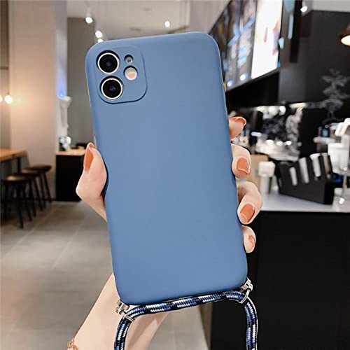 Coque cordon iPhone 12 Pro bleu nuit silicone pour éviter les chutes