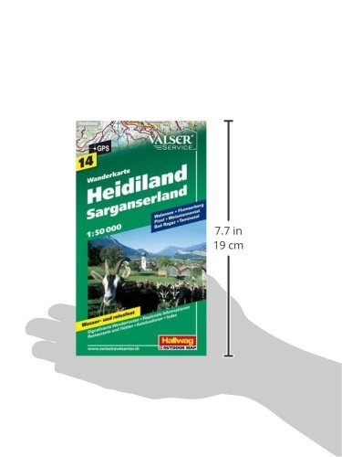 Heidiland-Sarganserland Wanderkarte Nr. 14, 1:50 000: Walensee, flumserberg, Pizol, Weisstannental, Bad Ragaz, Taminatal: Walensee, Flumserberg, ... reißfest. GPS (Hallwag Wanderkarten, Band 14)