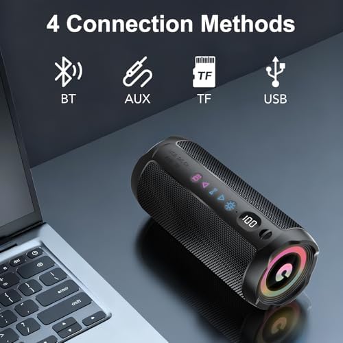 Portable Bluetooth Speaker, Bluetooth 5.4 Speaker,30W Dual Speaker with LED Display, Deep Bass, 30H Playtime, Colorful RGB Lights, IPX7 Waterproof,TWS pairing for Outdoor/Home/Party/Travel,Gift Ideas - 4