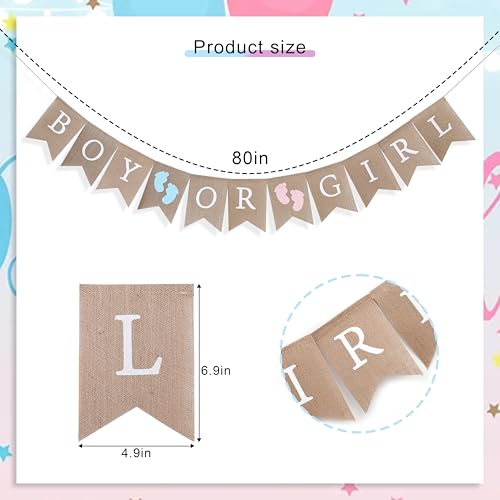 WAWOO Boy or Girl Burlap Banner - Burlap Baby Shower Banner, Gender Reveal, Rustic Pink by WAWOO - Used condition - Image 5