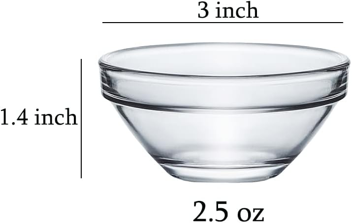 12pcs Clear Glass Soy Sauce Dipping Bowls Side Dishes for Snack Sushi Fruit Appetizer Dessert. 3 Inch
