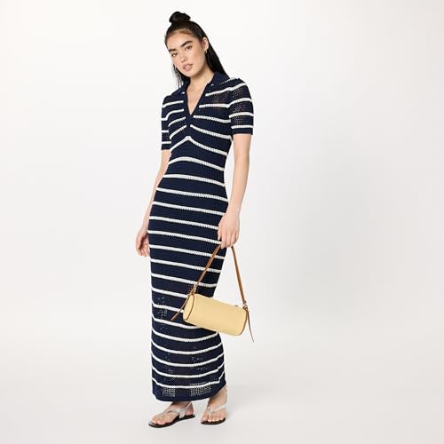 Image of The Drop Womens Adalyn Tape Yarn Split-Neck Maxi Dress