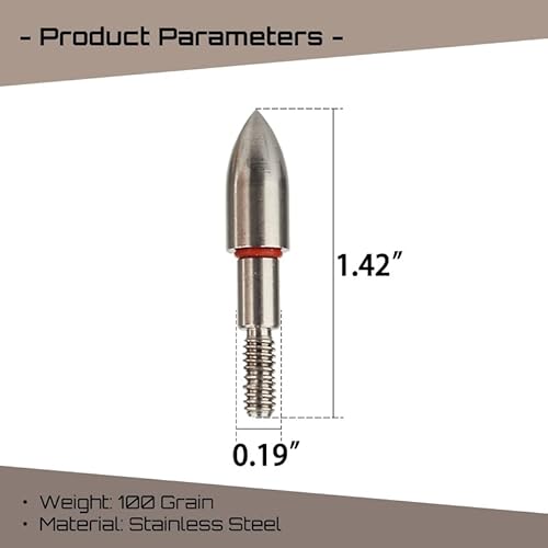 Hosolee 100 Grains Id 6.20Mm/0.244Inch Arrowheads 19/64” Archery Screw-In Field Points Stainless Steel Tips With O-Ring For Targeting Hunting (Pack Of 12) #TOP2