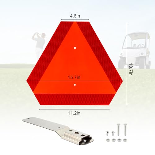 Image of Slow Moving Vehicle Sign with Mounting Bracket Kit, Aluminum Slow Moving Vehicle Triangle Sign for Golf Vehicles Cart Farm Tractor Outdoor Accessories
