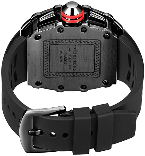 Fanmis Mens Bling Punk Diamond Chronograph Watches Fashion Style Silicone Band Sports Wrist Watch (Black Black) #TOP4