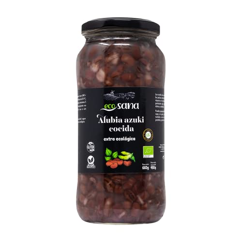 ECOSANA ALUBIA AZUKI COCIDA EXTRA CERTIFICADO BIO by DRASANVI - Apreciada por su riqueza en nutrientes - Para recetas dulces y saladas - VEGANO - SIN GLUTEN - 660g