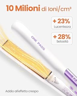 Faszin Piastra Capelli Professionale 2-In-1, Piastre Ioniche di Titanio, Riscaldamento In Soli 20 Secondi, Display LCD Chiaro, Ideale Per Capelli Lisci, Ricci e Mossi