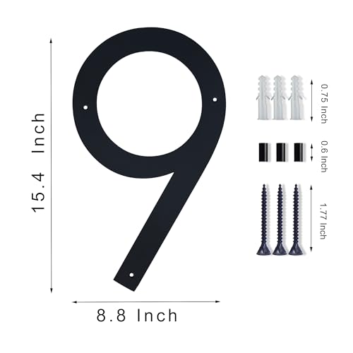 15 Inch House Numbers For Outside Large Address Numbers on House Black Metal House Numbers for Outside Home Address Number 9 by Pantaqi - Image 6