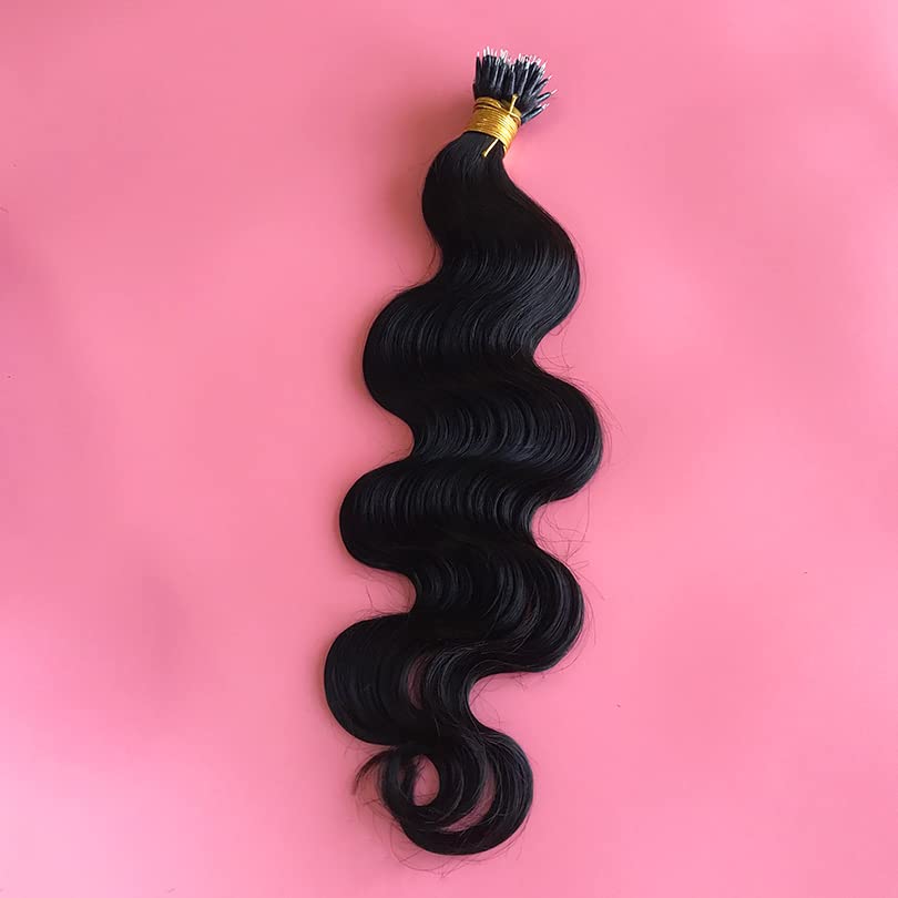Nano Ring Hair Extensions Real Remy Nano Tips Extensions Human Hair Brazilian Body Wave Nano Ring Hair for Women 100strand (28inch 100strand, Natural color)