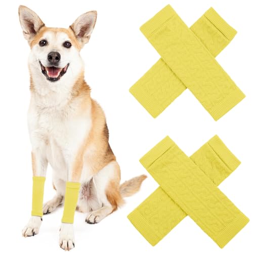 Image of ROZKITCH 4 PCS Dog Knee Wrap to Help Reducing Licking Scratching Elbow | Soft Knitting, Stretchy Fit Sleeves, Helps Reduce Licking, Dog & Cat Friendly, Easy to Wear, Daily Leg Coverage