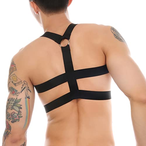 Image of Mens Harness Belt Nylon Elastic Body Shoulder Strap Sexy Halter Club Wear Cosplay Costume